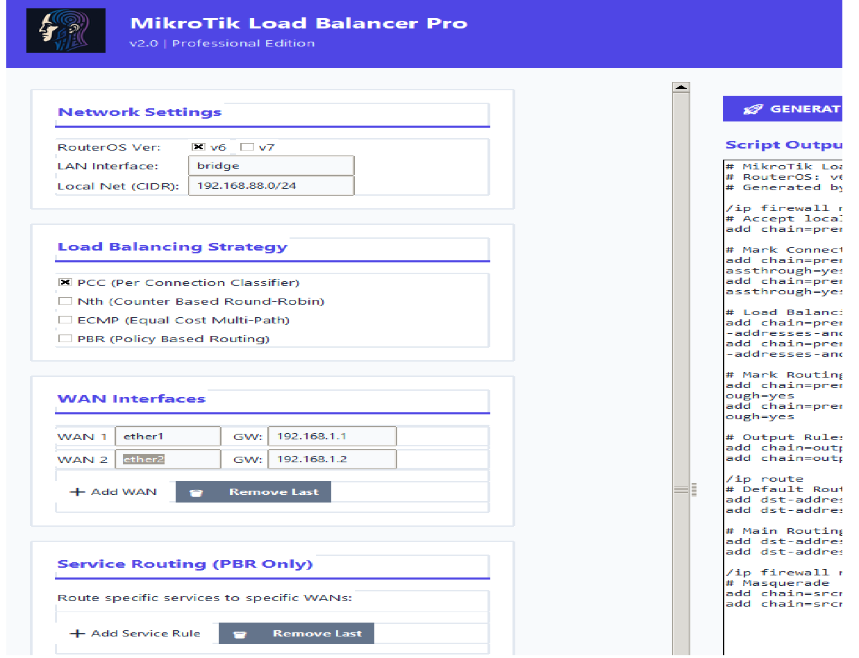 MikroTik Load Balancer Pro v2.0 Dashboard